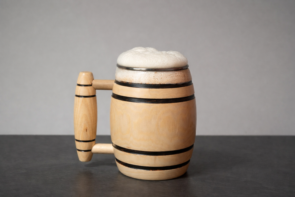 Chope bière en bois - Fabrication artisanale - Tonnellerie manceau